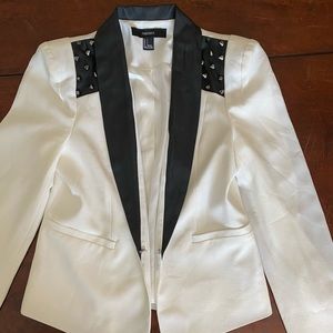 White Casual Blazer with Studs
